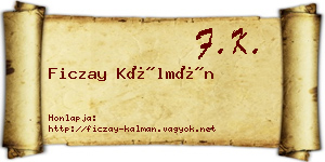 Ficzay Kálmán névjegykártya